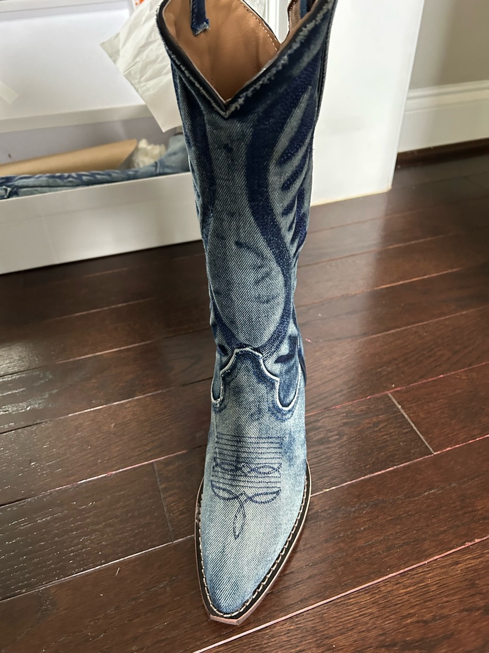 Steve Madden Denim Blue Western Knee-High Boot NEW in box - Picture 6 of 11